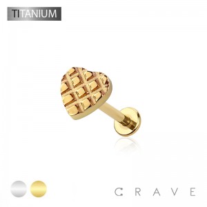 IMPLANT GRADE TITANIUM INTERNALLY THREADED HEART 3D TOP LABRET SET